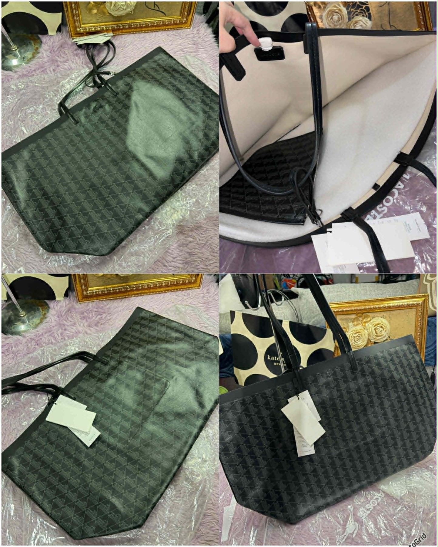 ORIG & IMPORTED LCT Women's Zely Medium & Large Tote Bag with Pouch Beige Black Blue