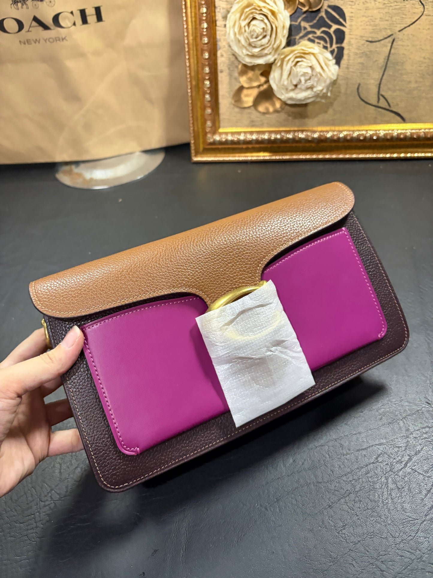 ORIG & IMPORTED WITH FLAW Retail CCH Tabby 26 ColorBlock Pink/Brown Shoulder Bag