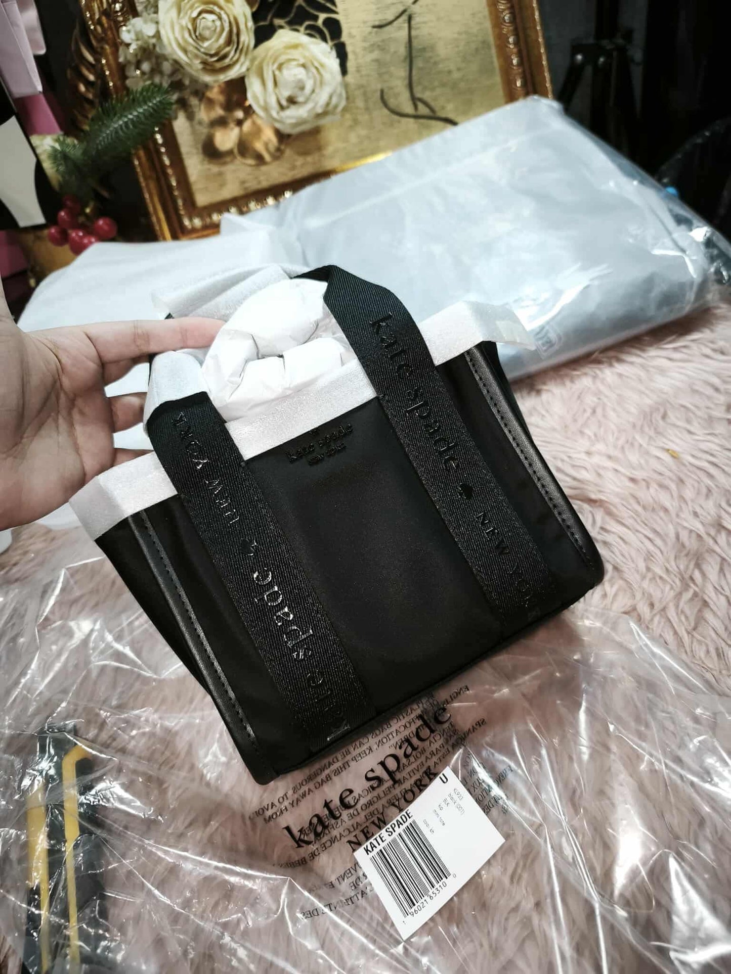 ORIG & IMPORTED KS Kip Canvas Mini Tote Beige/Black/Pink Bag