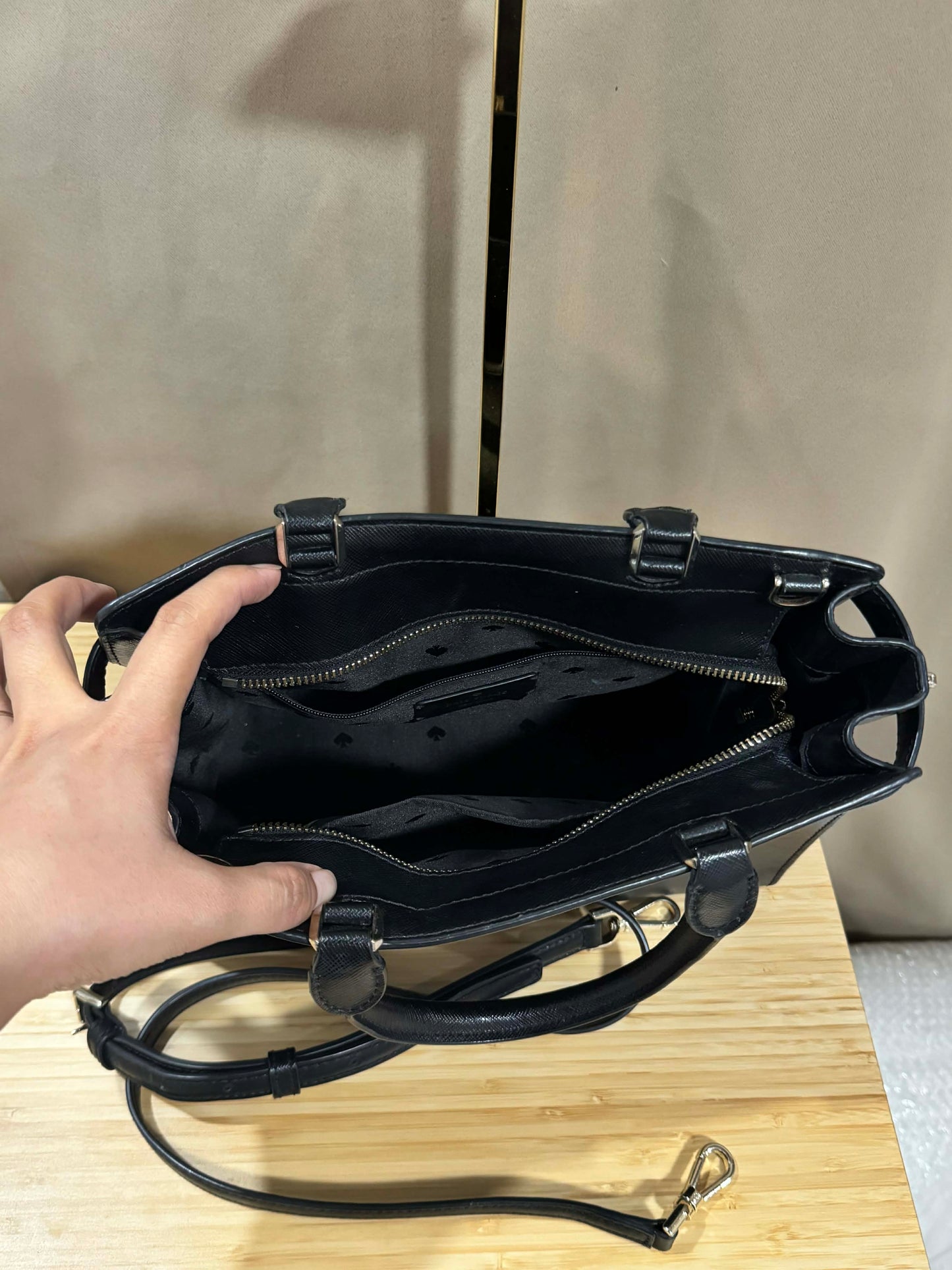ORIG Preloved KS Staci Medium Satchel Black Bag