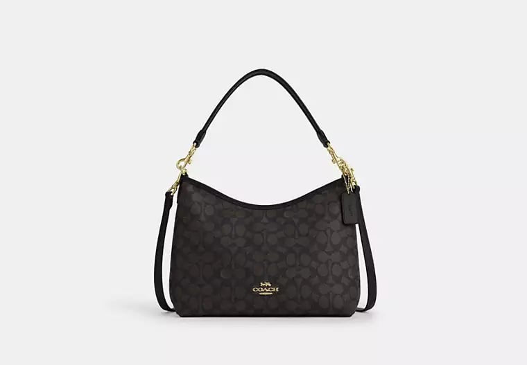 AUTHENTIC/ORIGINAL COACH Laurel Shoulder Bag In Signature Canvas - WALNUT