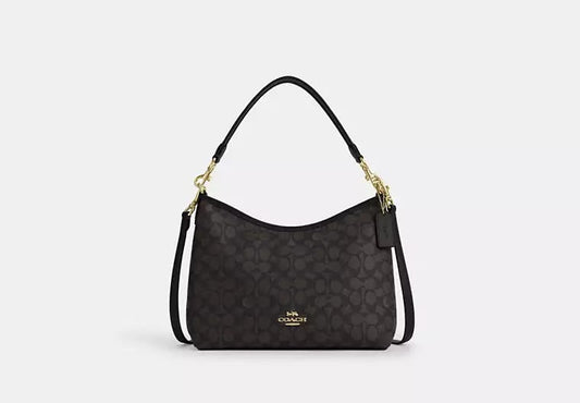AUTHENTIC/ORIGINAL COACH Laurel Shoulder Bag In Signature Canvas - WALNUT