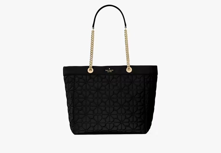 AUTHENTIC/ORIGINAL KATE SPADE KS Spade Flower Quilted Fabric XL Tote - BLACK