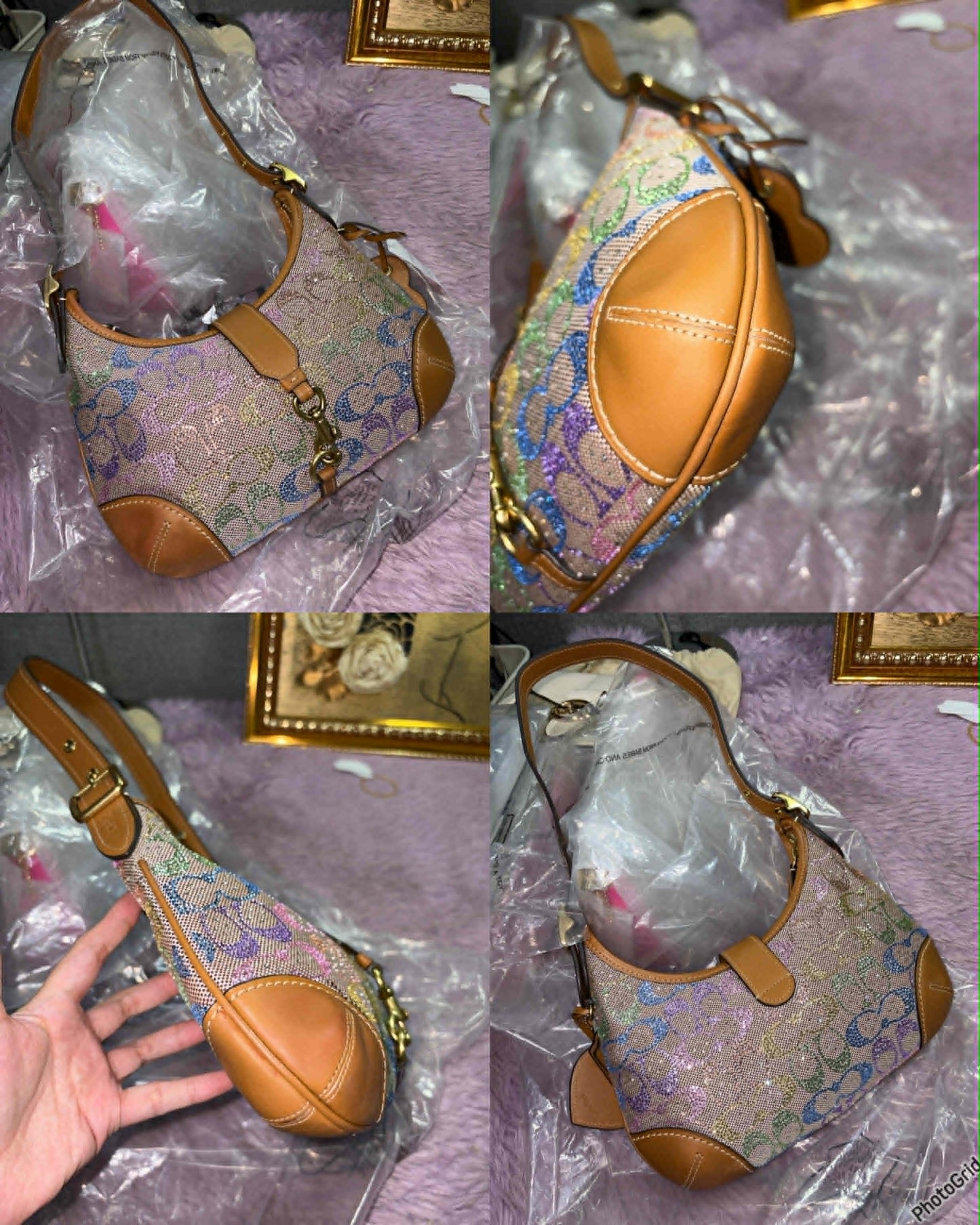 ORIG & IMPORTED Retail CCH Hamptons Crystal Signature Rainbow Jacquard Shoulder Bag