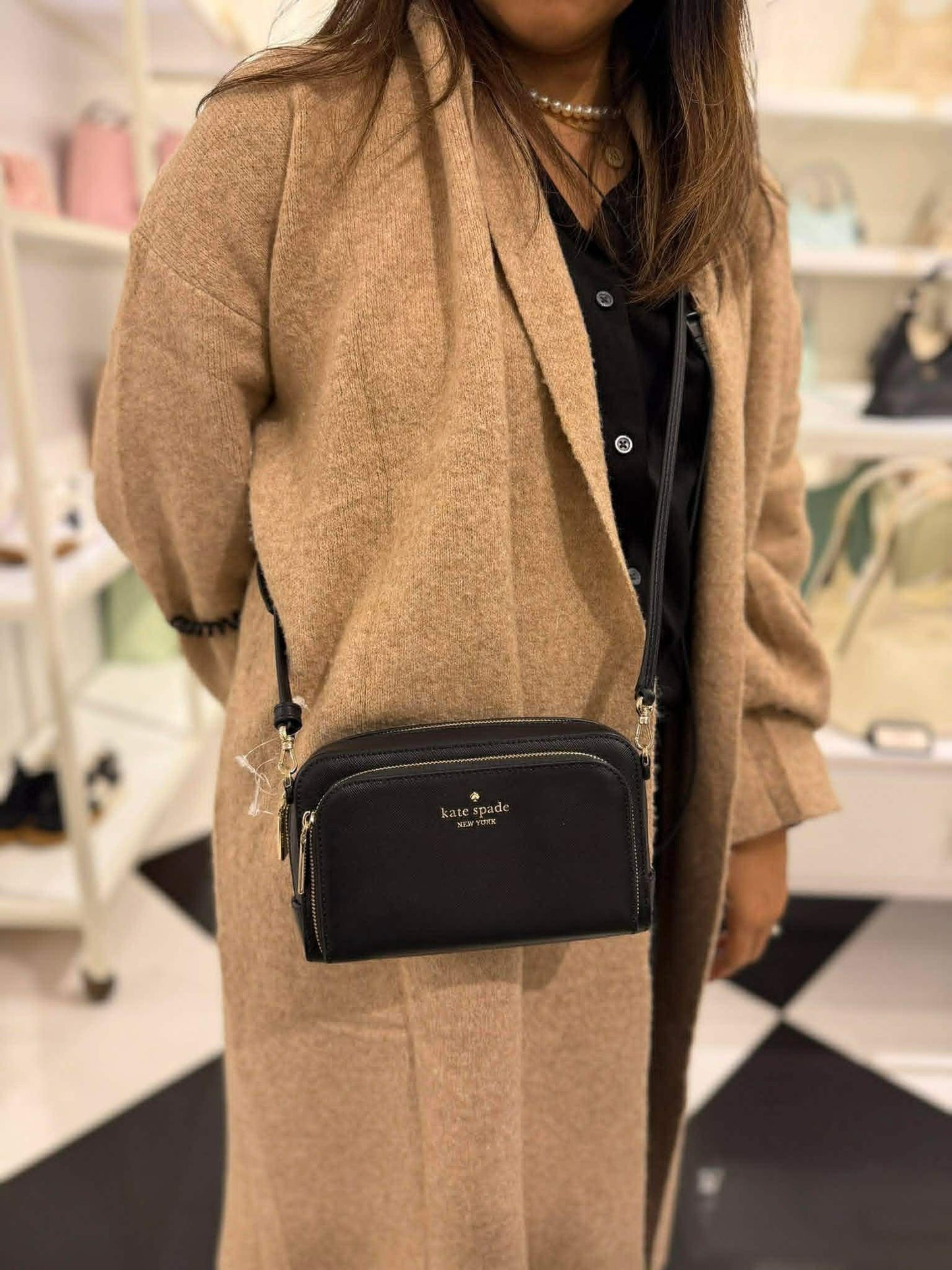 SALE! ❤️  KS Staci Dual Zip-Around Crossbody Small Bag black brown green pink