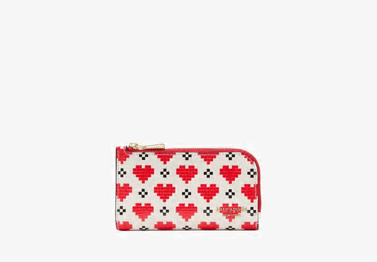 ORIG & IMPORTED Kate Spade KS Devin Pixel Hearts Small Slim Bifold Wallet