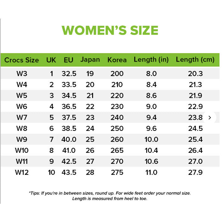 Crocs girl size chart online