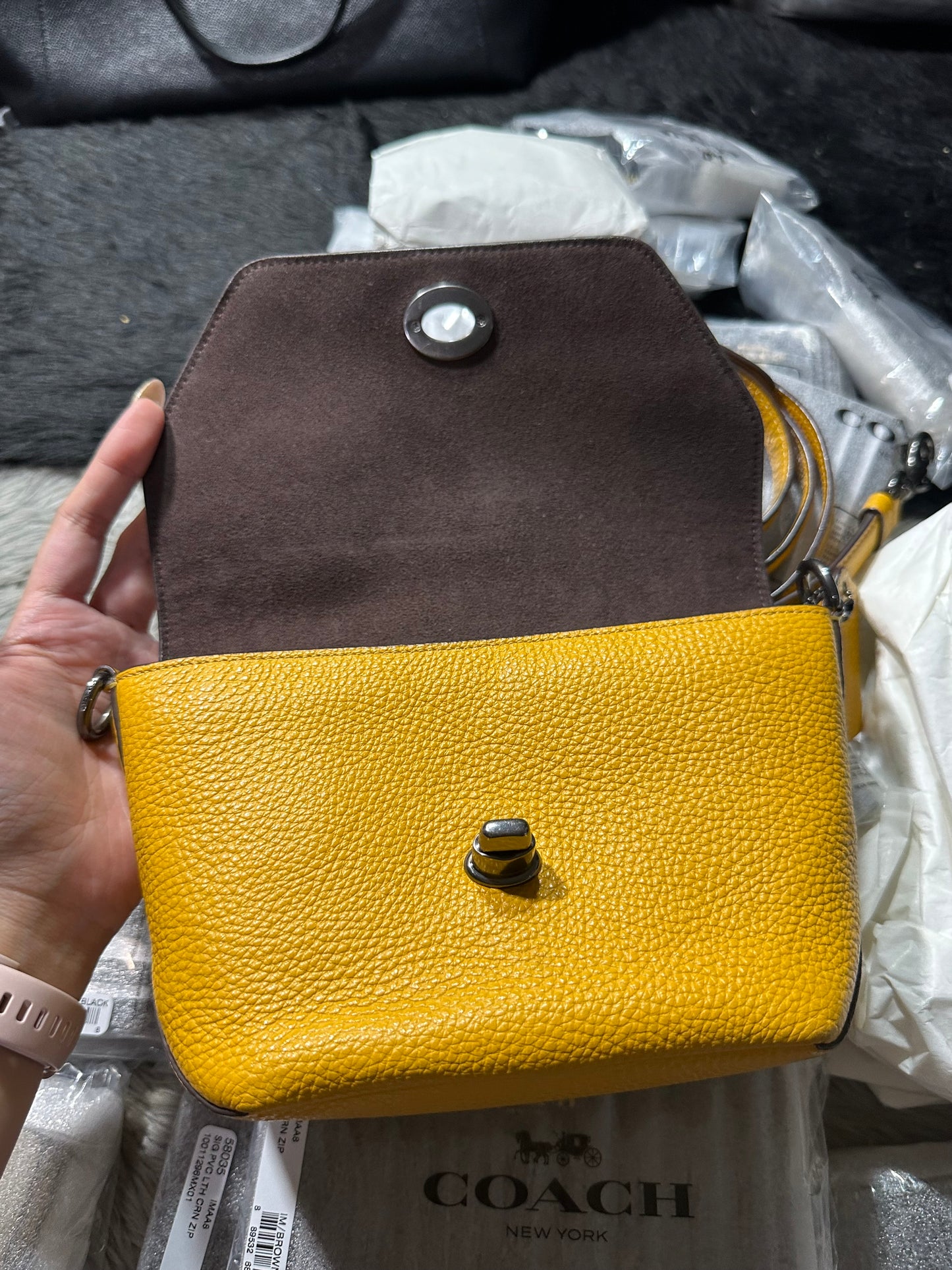 AUTHENTIC/ORIGINAL Preloved Coach Karlee Yellow Crossbody Bag