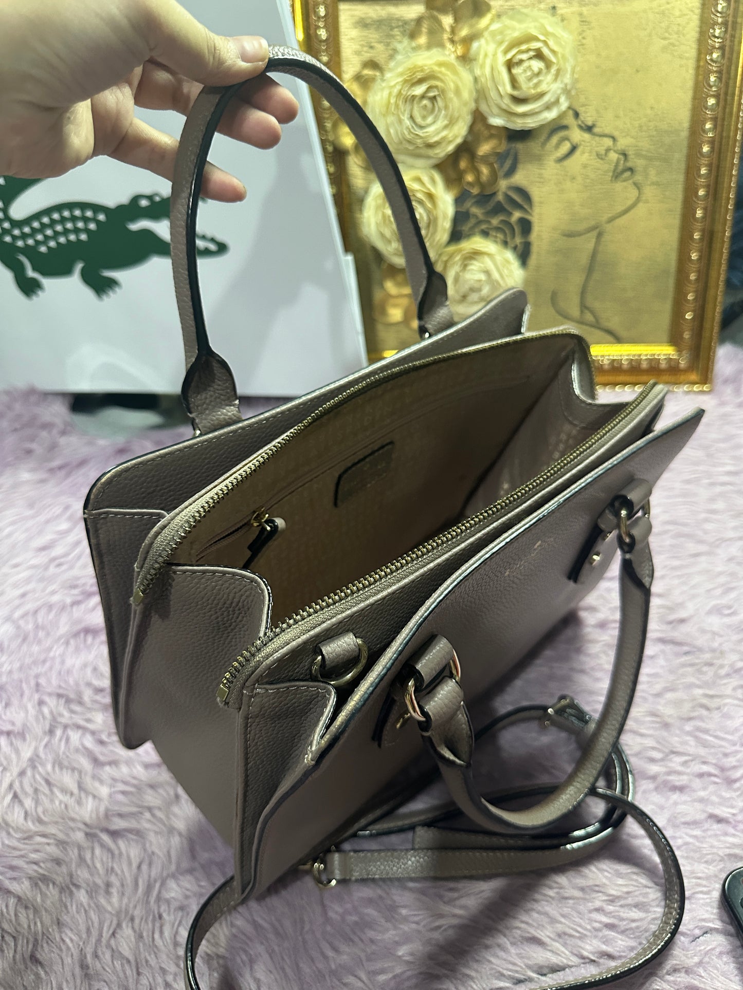 ORIG Preloved KS Lise Mulberry Street Satchel Taupe Medium Bag