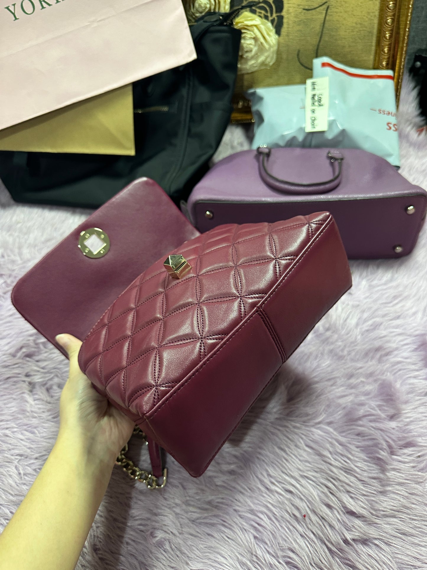 ORIG Preloved KS Natalia Small & Medium Flap Shoulder Bag in Cherrywood Red Bag