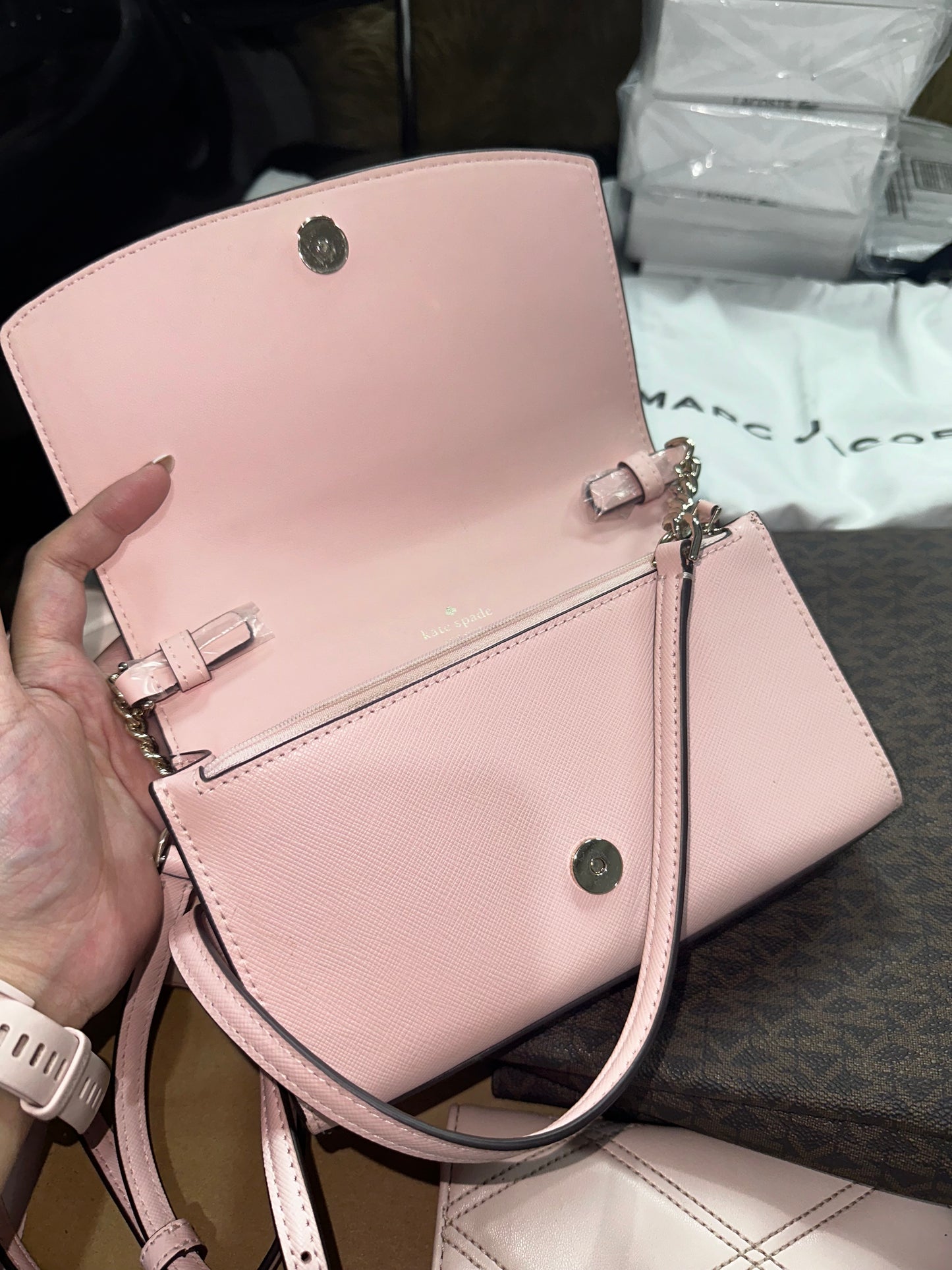 AUTHENTIC/ORIGINAL Preloved KateSpade KS Staci Small Flap Crossbody Phone Bag Pink