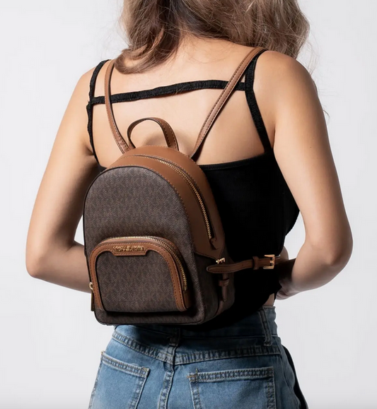 AUTHENTIC/ORIGINAL MK Jaycee Mini Convertible Backpack Crossbody Bag Brown