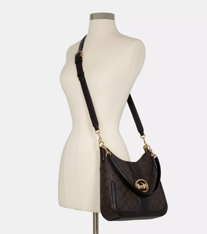 AUTHENTIC/ORIGINAL Preloved Coach Georgie Hobo Bag In Signature Canvas Brown