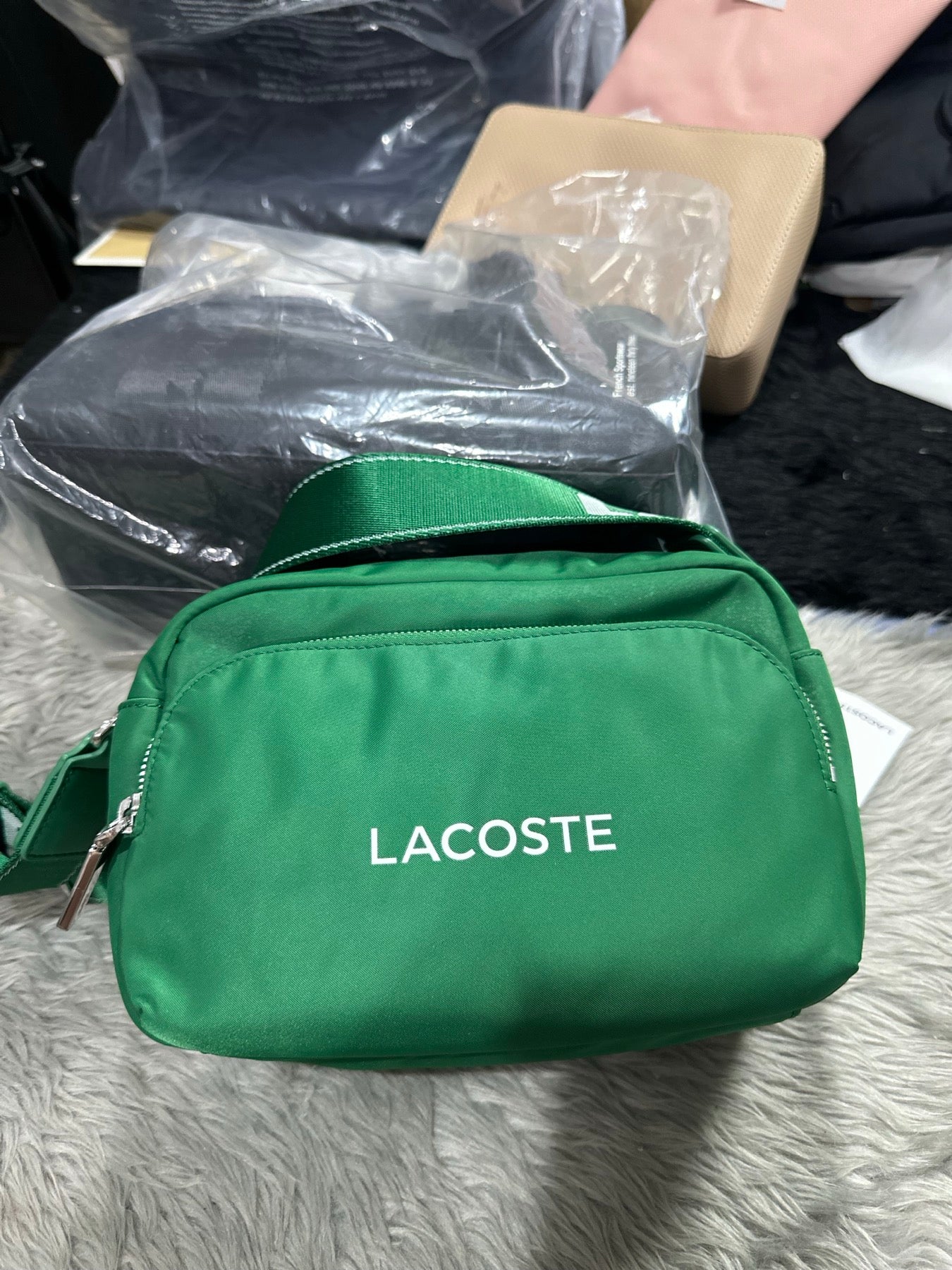 AUTHENTIC/ORIGINAL Lac0ste Nylon Camera Bag Green