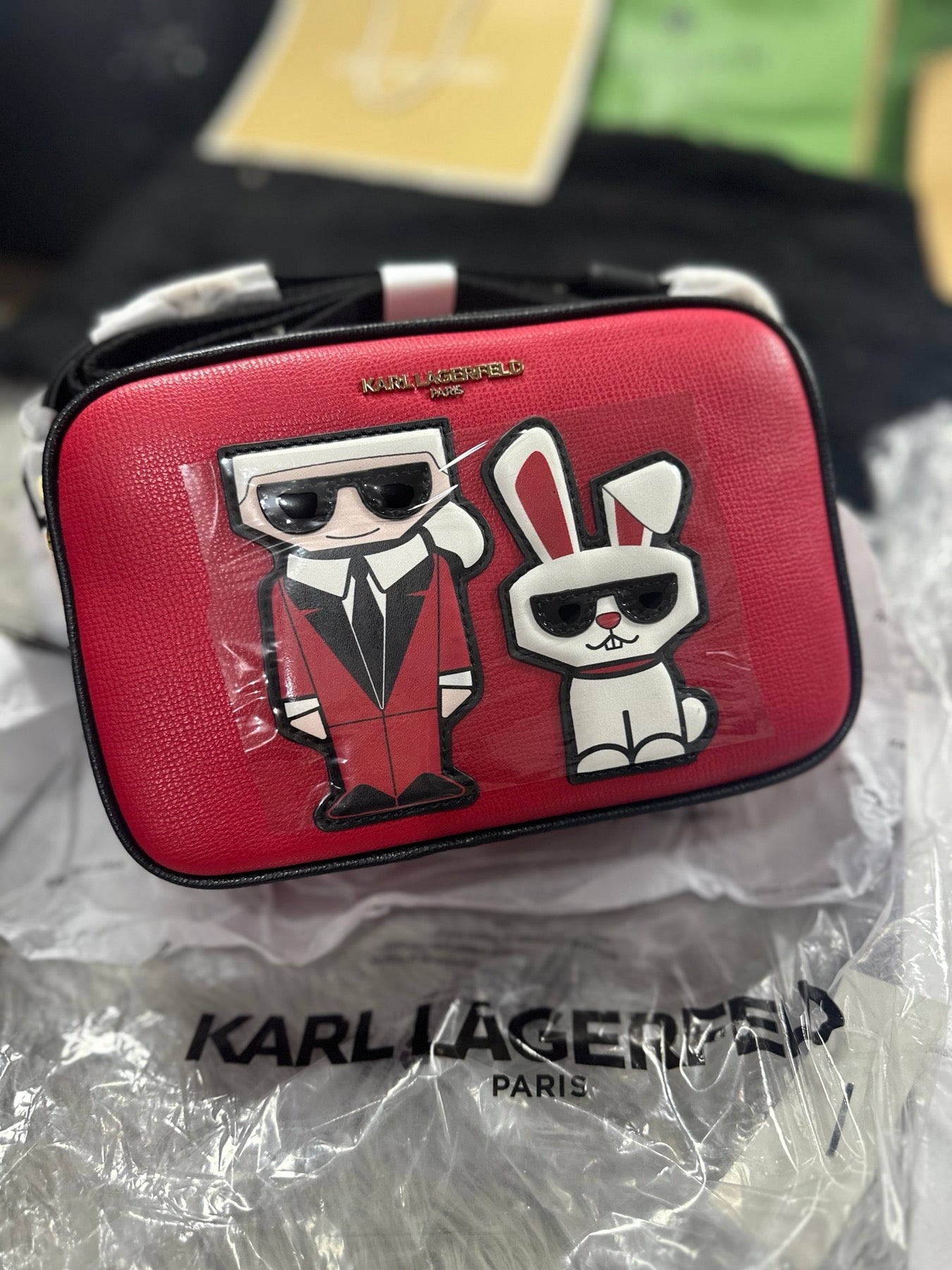 AUTHENTIC/ORIGINAL Karl Lagerfeld Paris KL Red Camera Crossbody Bag