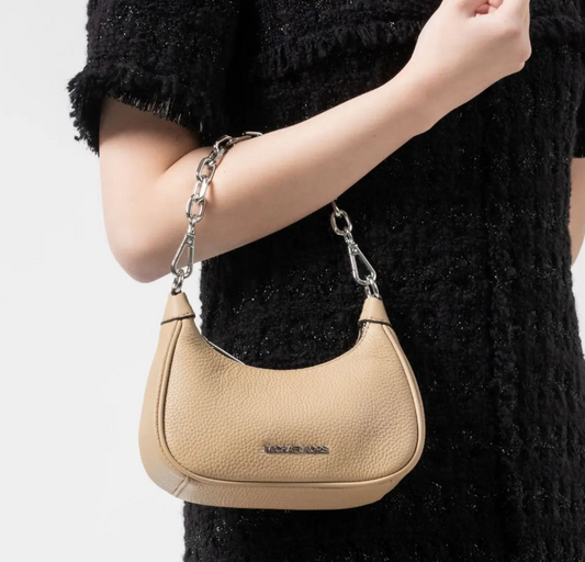 AUTHENTIC/ORIGINAL Preloved MK Cora Mini Zip Pouchette Camel KiliKili Crossbody Bag Camel Brown