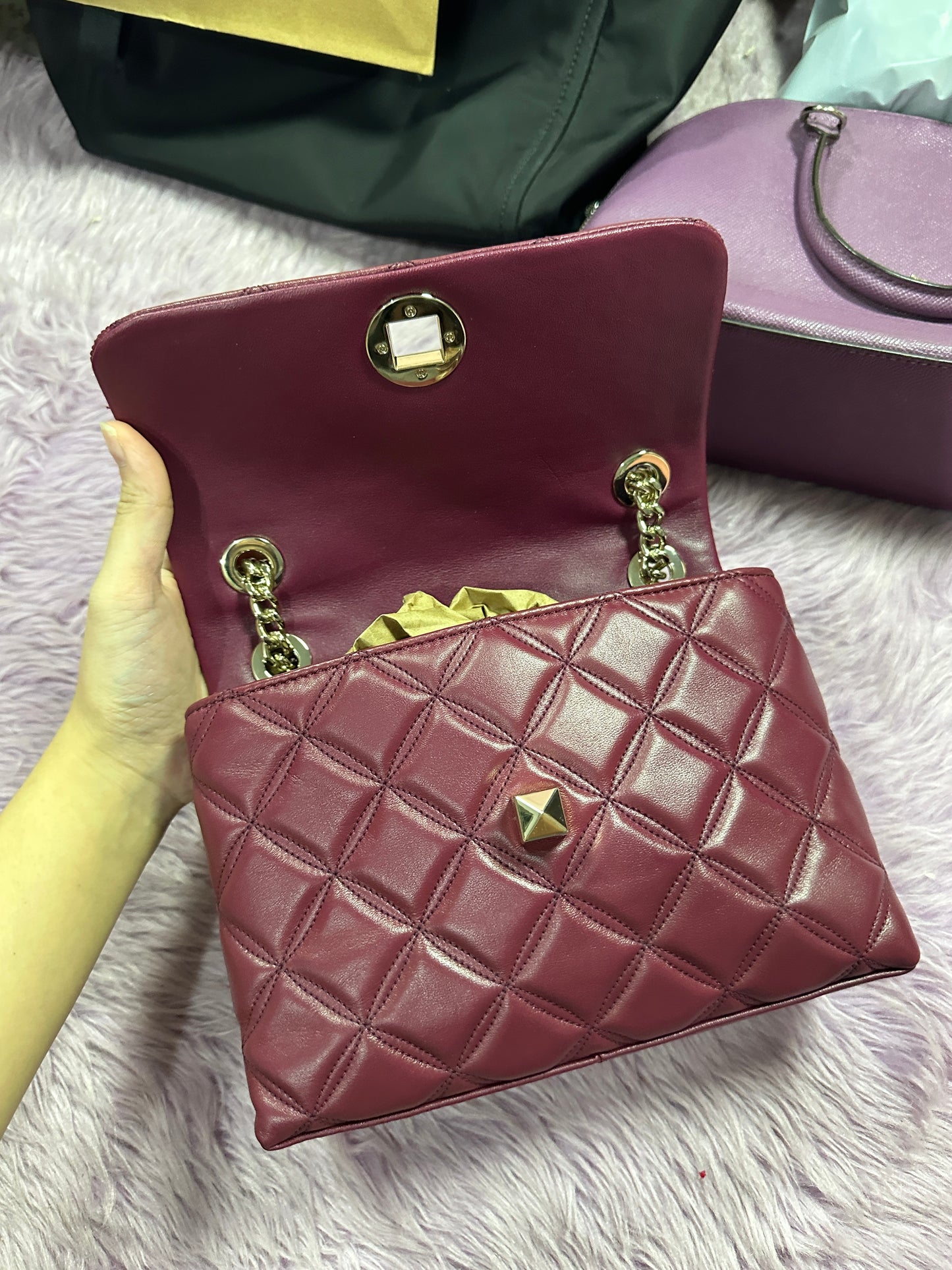 ORIG Preloved KS Natalia Small & Medium Flap Shoulder Bag in Cherrywood Red Bag