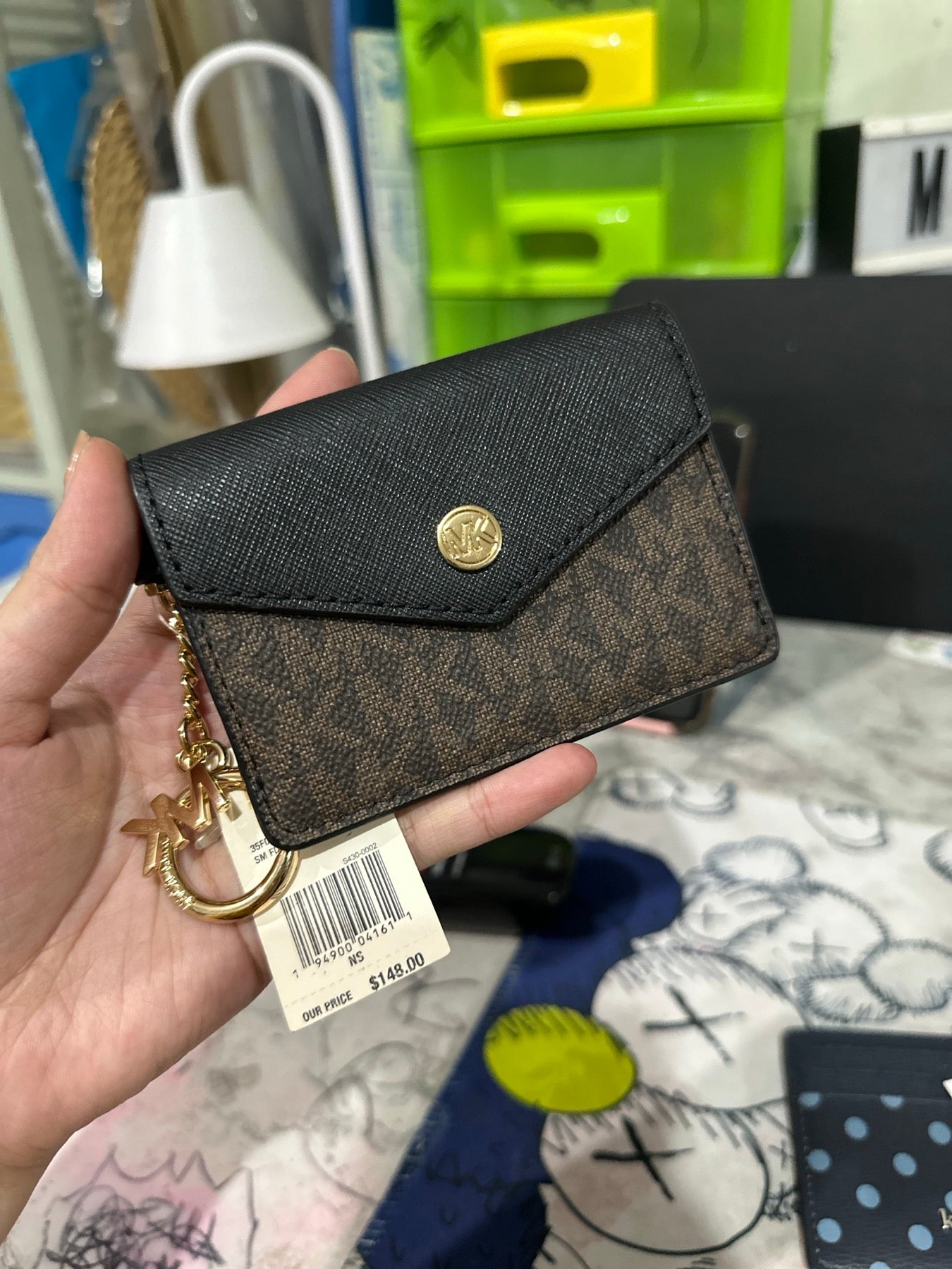 AUTHENTIC/ORIGINAL MK Kala Small Flap Key Ring Card Case Wallet Brown