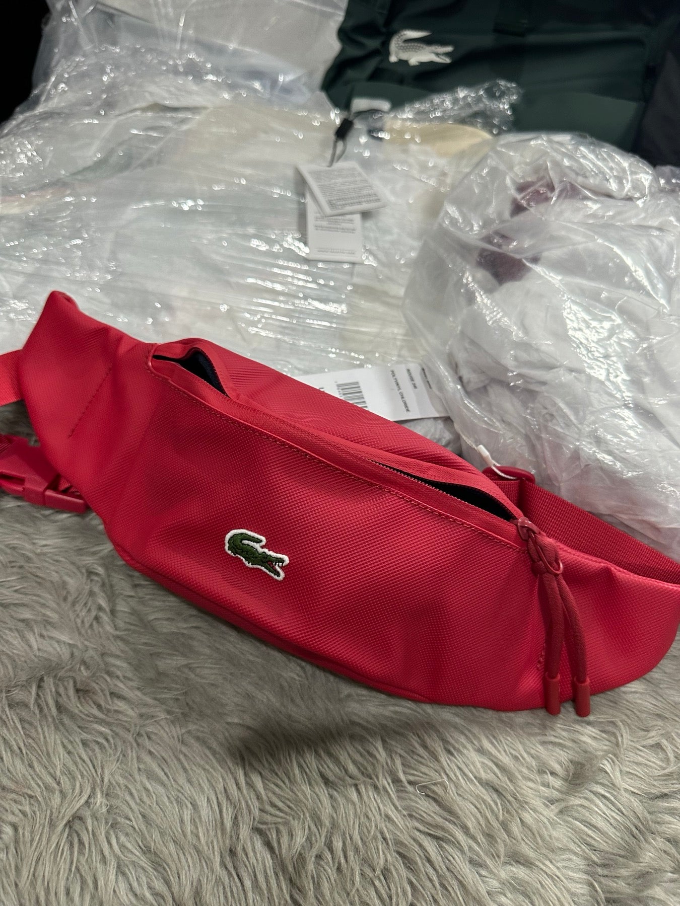 AUTHENTIC/ORIGINAL Lac0ste Small Waist Bag Red