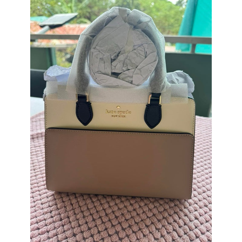 AUTHENTIC/ORIGINAL Kate Spade KS Madison Small Satchel Bag Beige