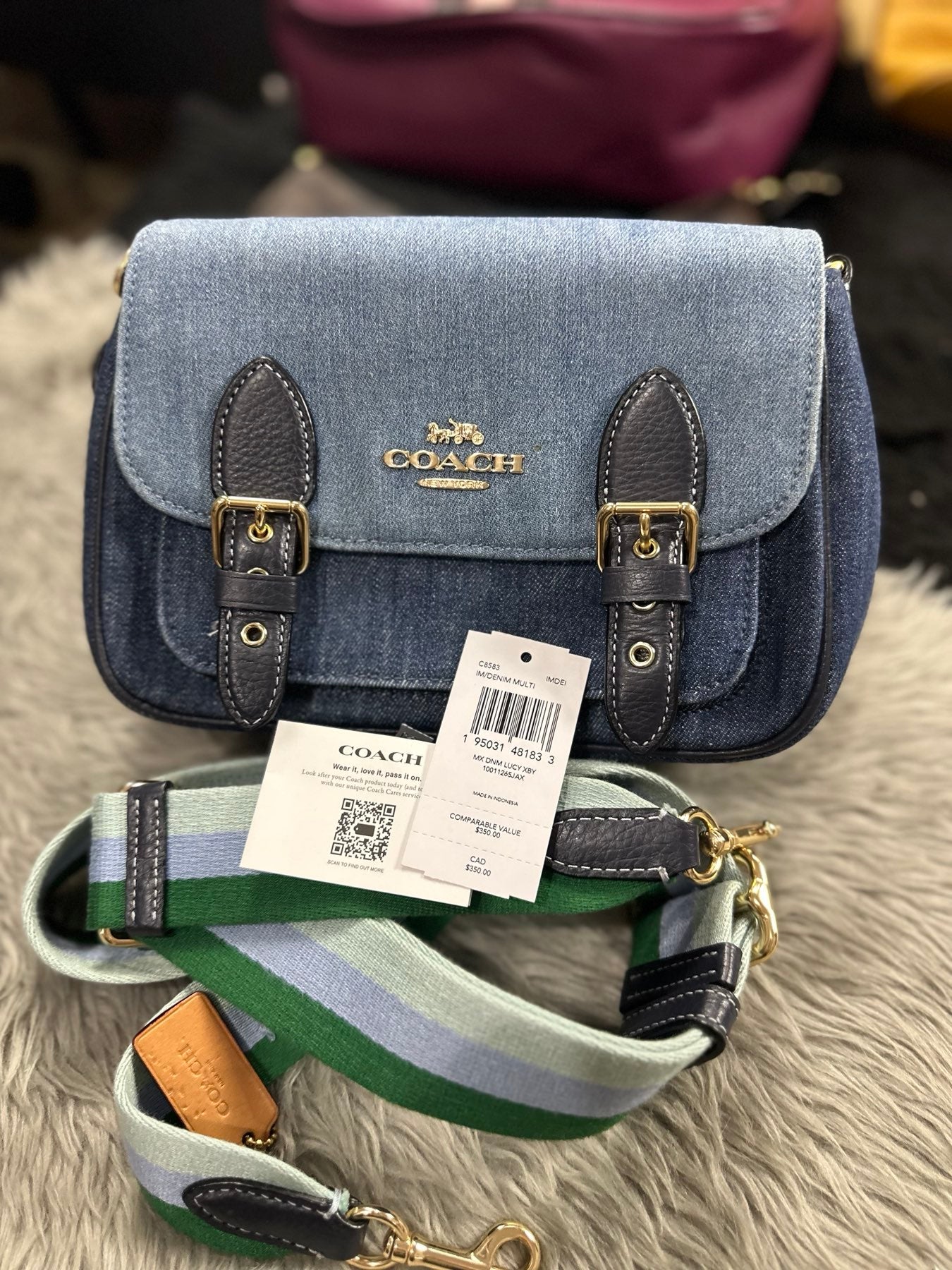 AUTHENTIC/ORIGINAL Preloved Coach Lucy Denim Blue Crossbody Bag