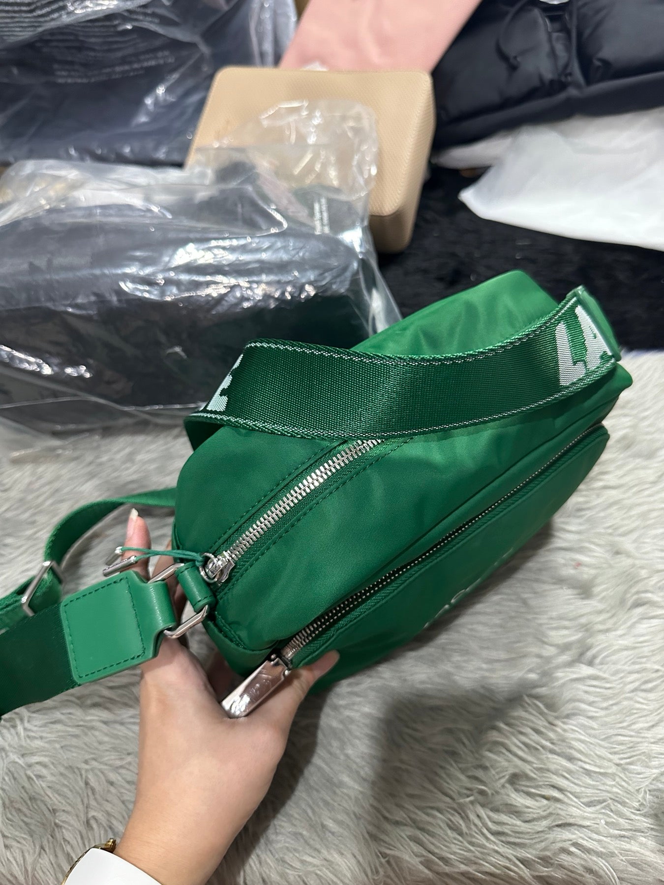 AUTHENTIC/ORIGINAL Lac0ste Nylon Camera Bag Green