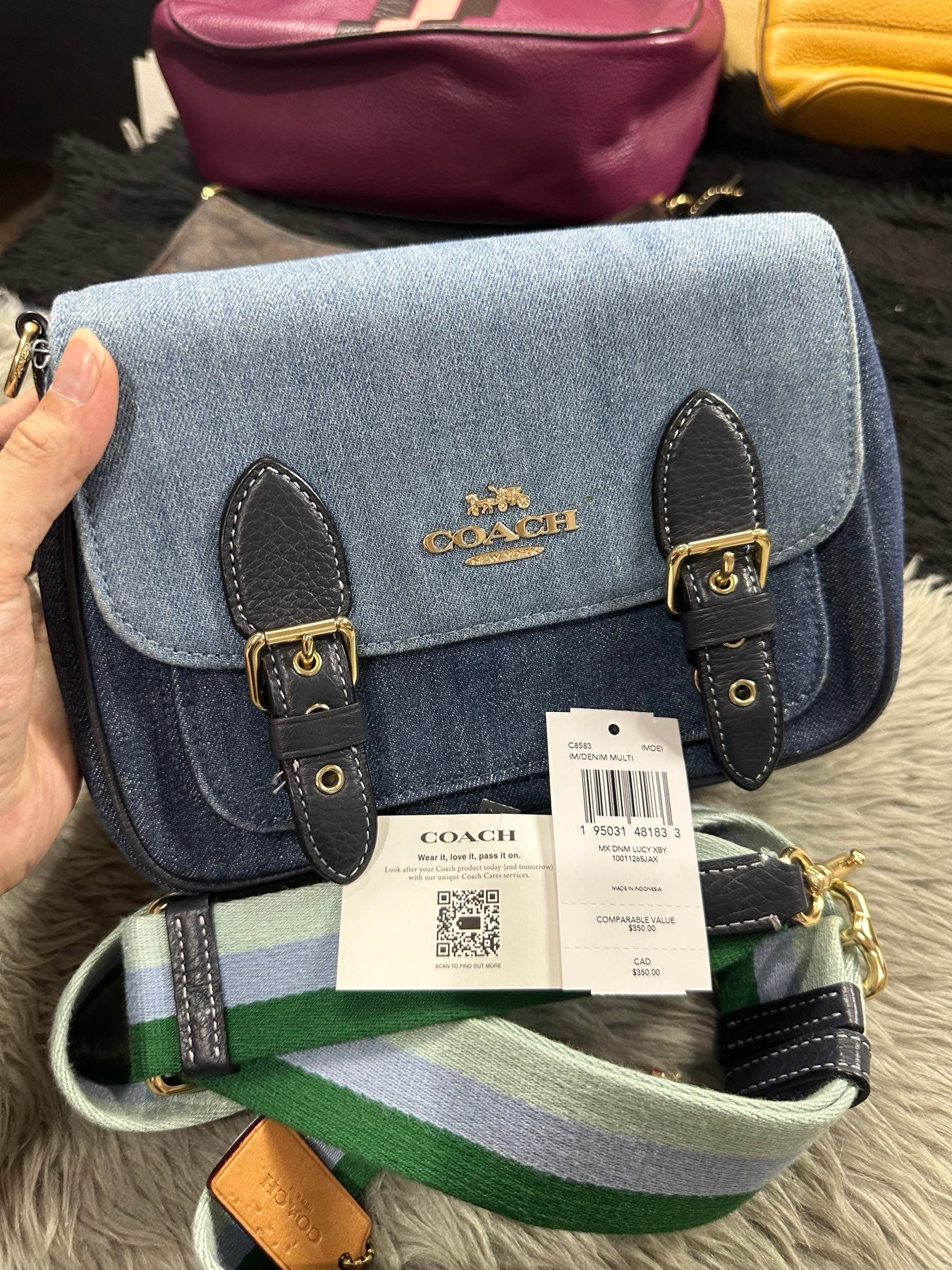 AUTHENTIC/ORIGINAL Preloved Coach Lucy Denim Blue Crossbody Bag