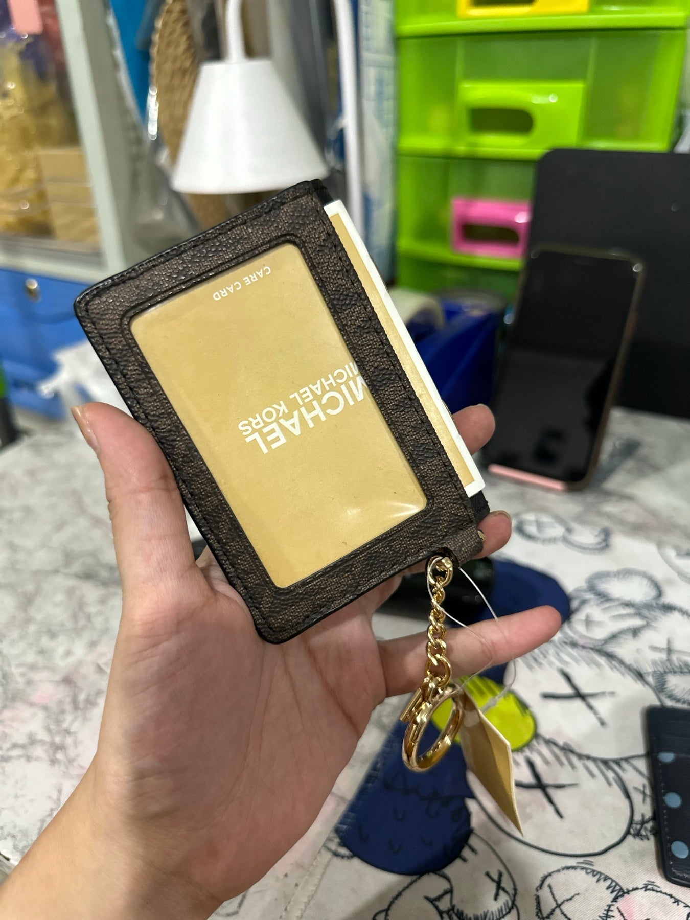 AUTHENTIC/ORIGINAL MK Kala Small Flap Key Ring Card Case Wallet Brown