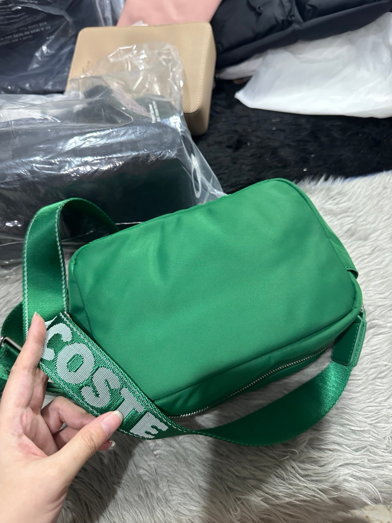 AUTHENTIC/ORIGINAL Lac0ste Nylon Camera Bag Green