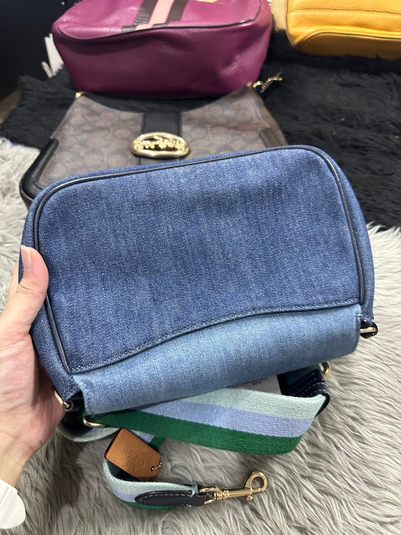 AUTHENTIC/ORIGINAL Preloved Coach Lucy Denim Blue Crossbody Bag