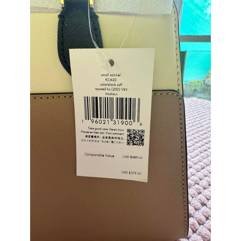 AUTHENTIC/ORIGINAL Kate Spade KS Madison Small Satchel Bag Beige