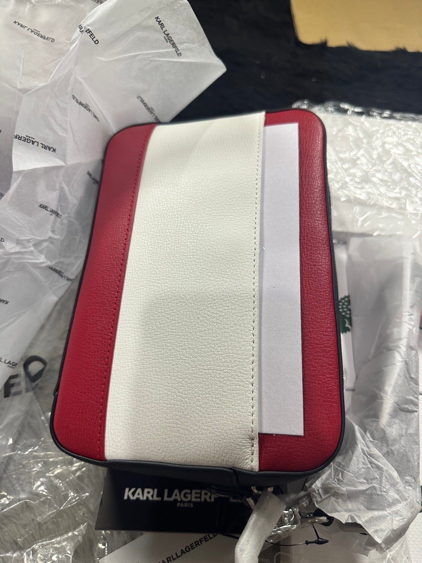 AUTHENTIC/ORIGINAL Karl Lagerfeld Paris KL Ikons Red Camera Crossbody Bag