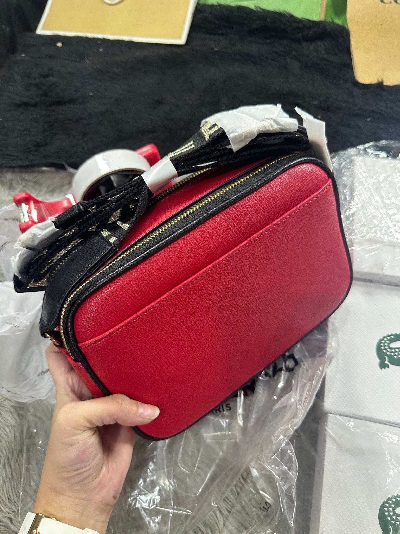 AUTHENTIC/ORIGINAL Karl Lagerfeld Paris KL Red Camera Crossbody Bag