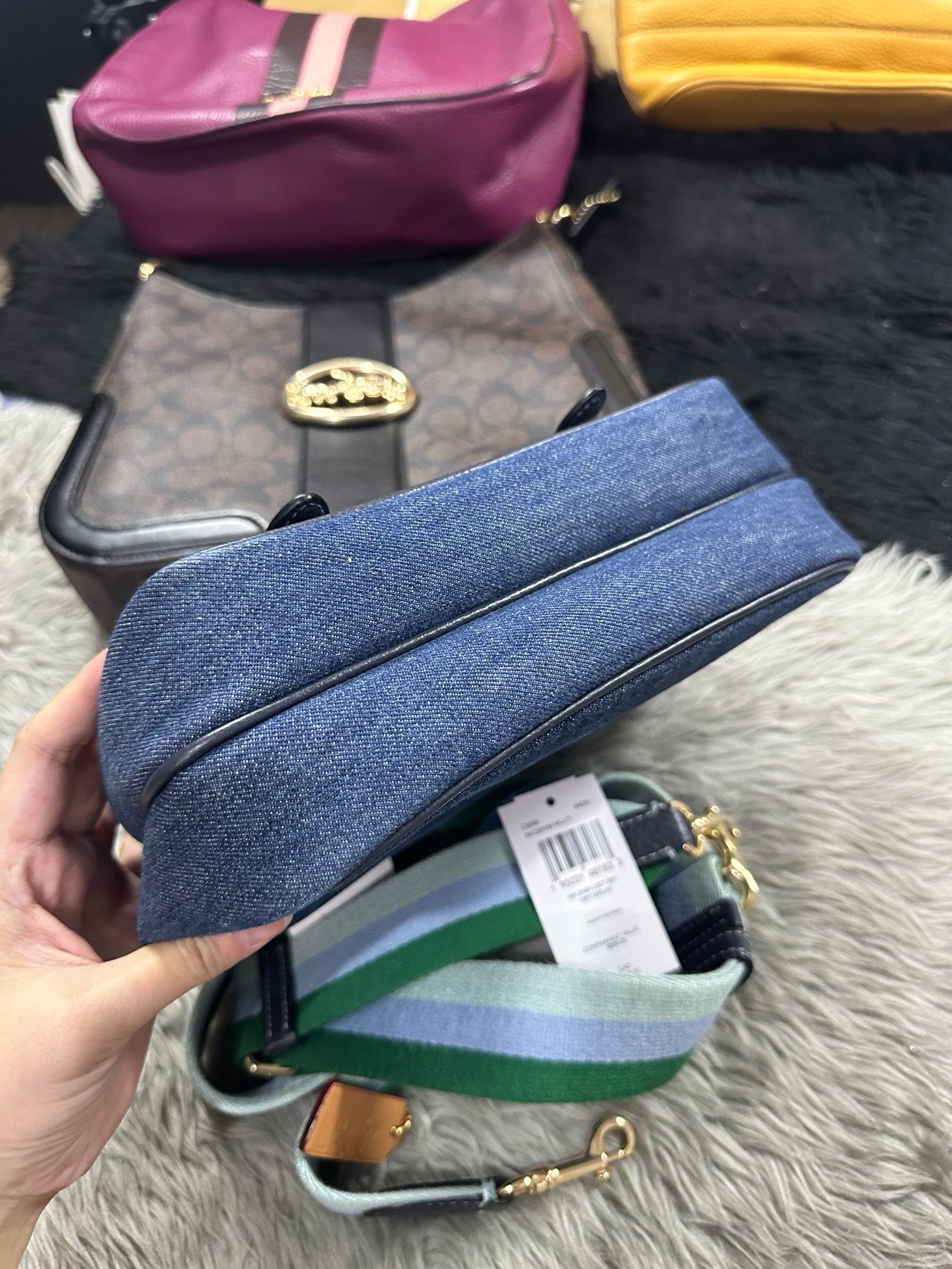 AUTHENTIC/ORIGINAL Preloved Coach Lucy Denim Blue Crossbody Bag