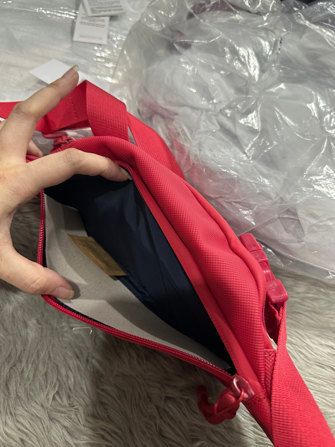 AUTHENTIC/ORIGINAL Lac0ste Small Waist Bag Red