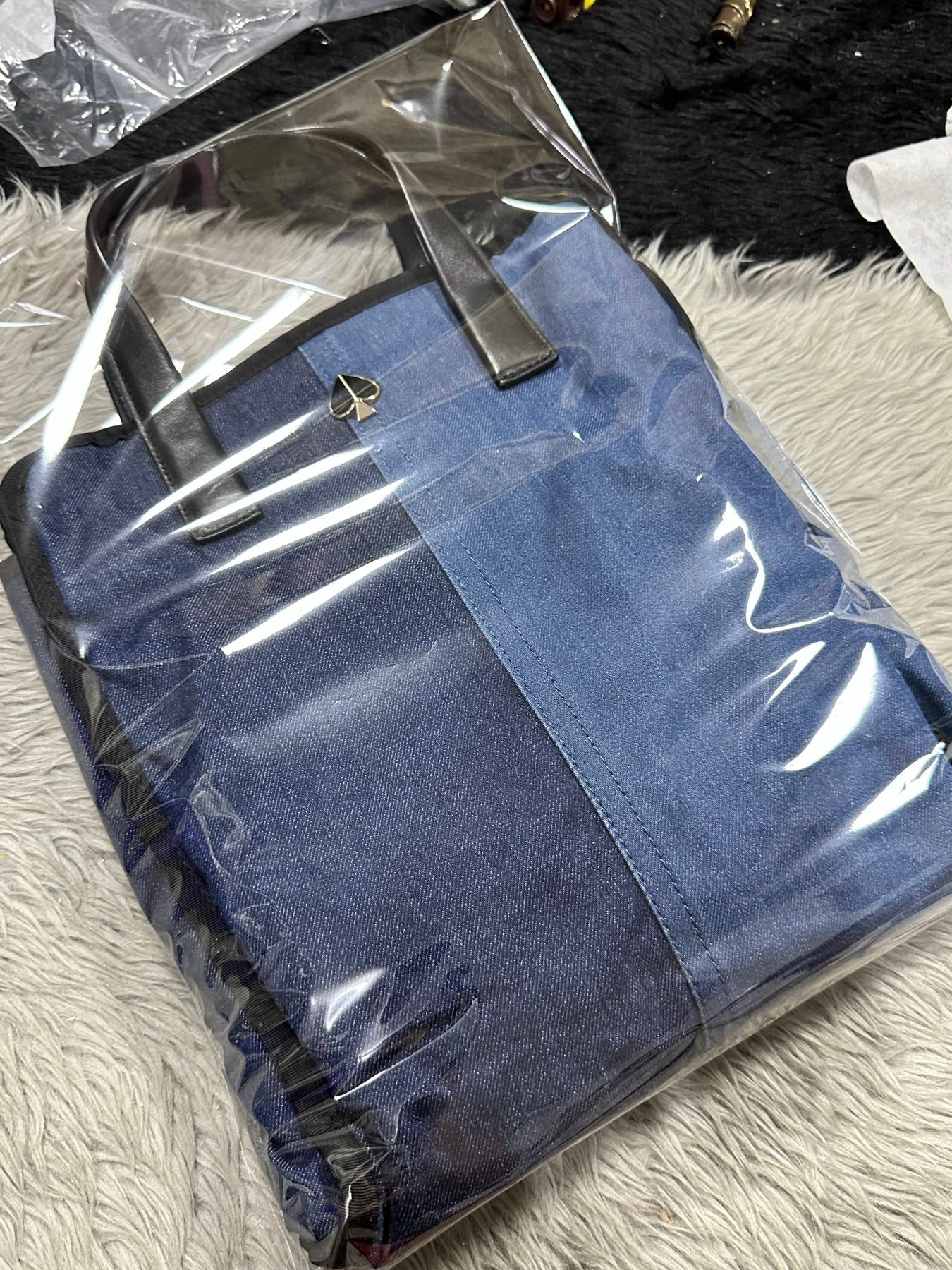 AUTHENTIC/ORIGINAL Preloved KateSpade KS Denim Blue Crossbody Tote Bag Thick Strap
