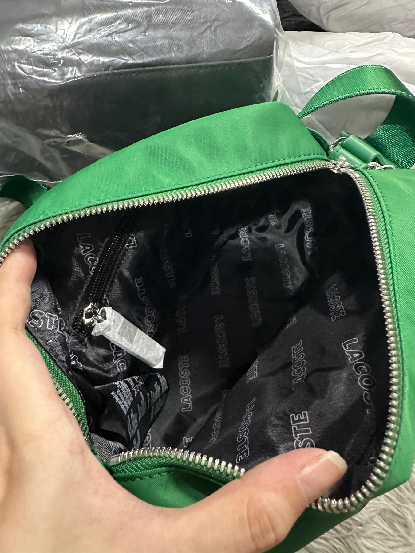 AUTHENTIC/ORIGINAL Lac0ste Nylon Camera Bag Green