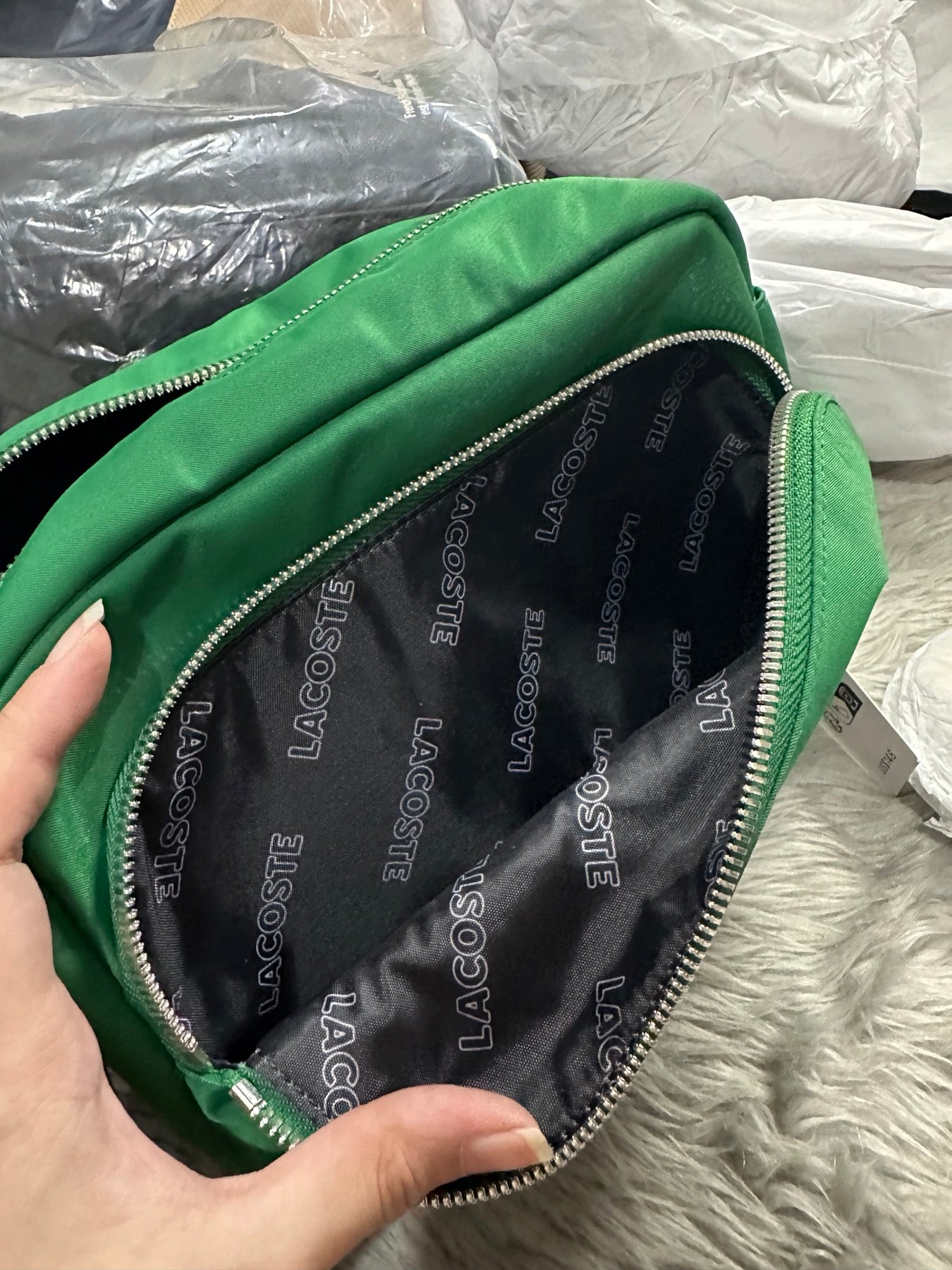 AUTHENTIC/ORIGINAL Lac0ste Nylon Camera Bag Green