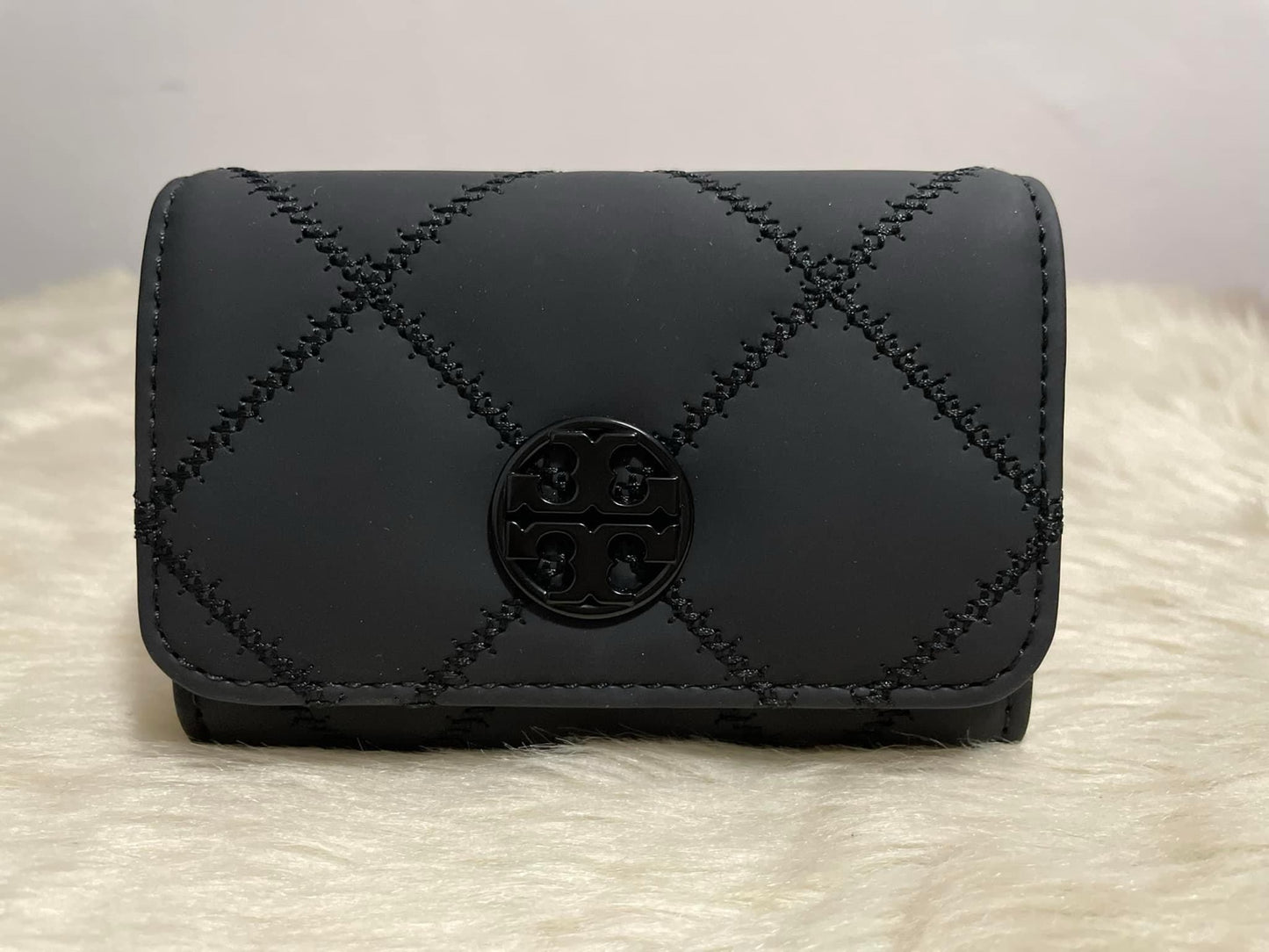 AUTHENTIC/ORIGINAL Tory Burch Willa Matte Card Case Small Black Wallet