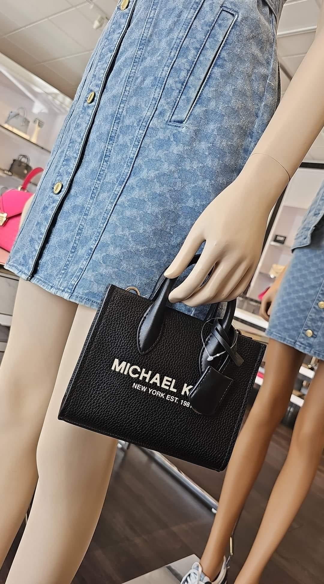 AUTHENTIC/ORIGINAL Michael Kors MK Mirella Small Shopper Tote Crossbody Leather Bag Black