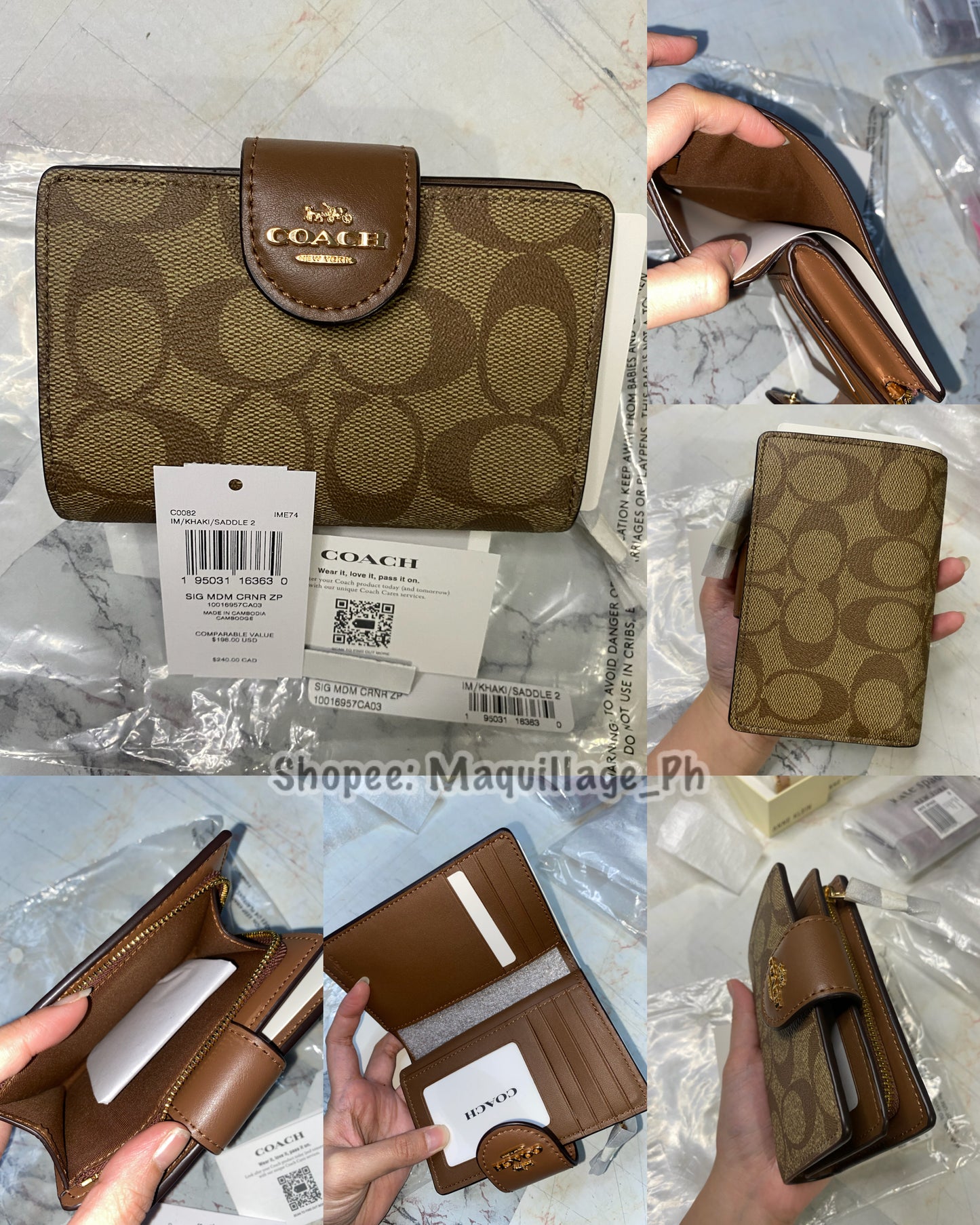 AUTHENTIC/ORIGINAL COACH MEDIUM CORNER ZIP BIFOLD WALLET