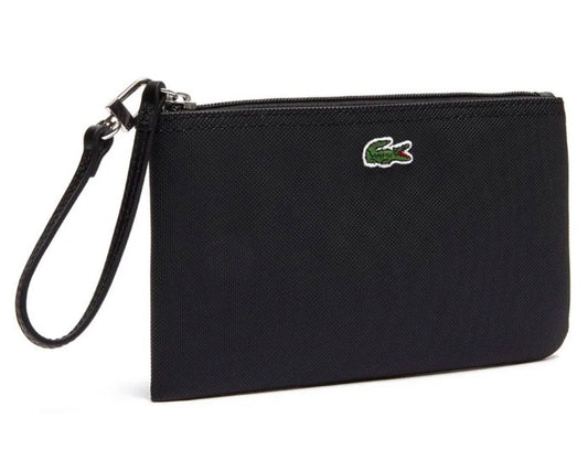 AUTHENTIC/ORIGINAL Lac0ste Womens L.12.12 Concept Zip Clutch Bag Wristlet Wallet Black