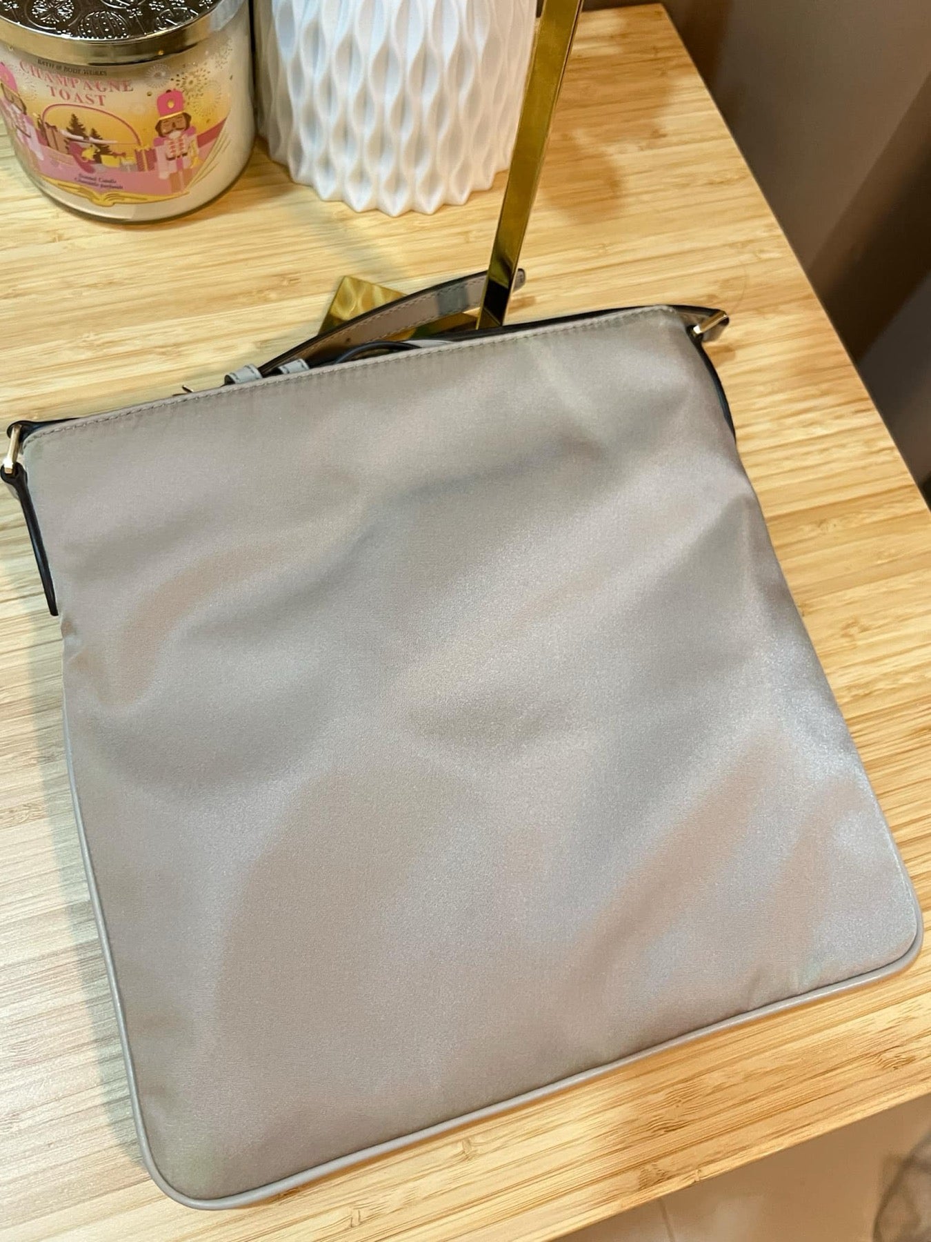 AUTHENTIC/ORIGINAL MK connie nylon file crossbody slim bag beige