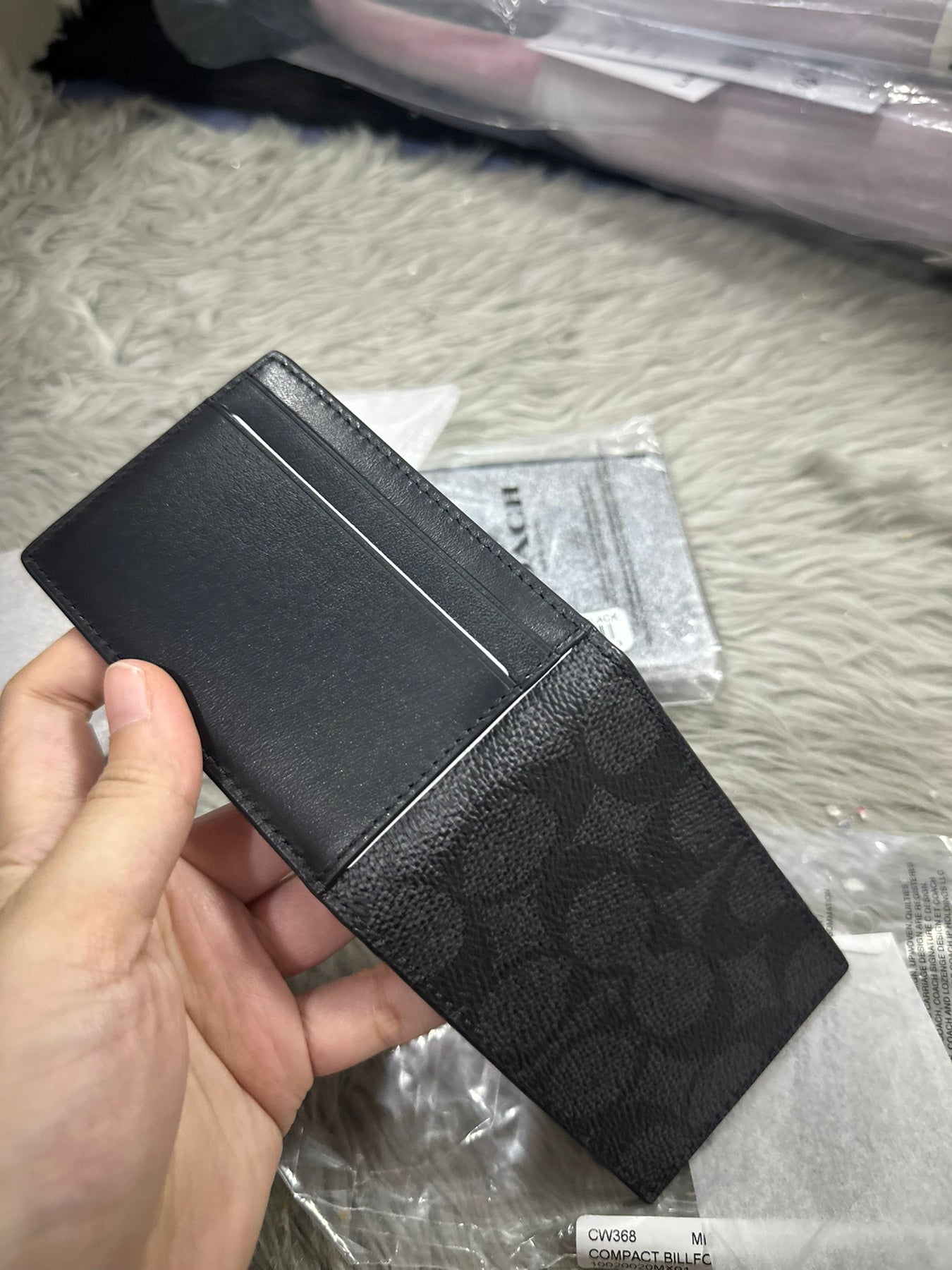 AUTHENTIC/ORIGINAL Coach Compact Small Slim Billfold Men's Wallet Black