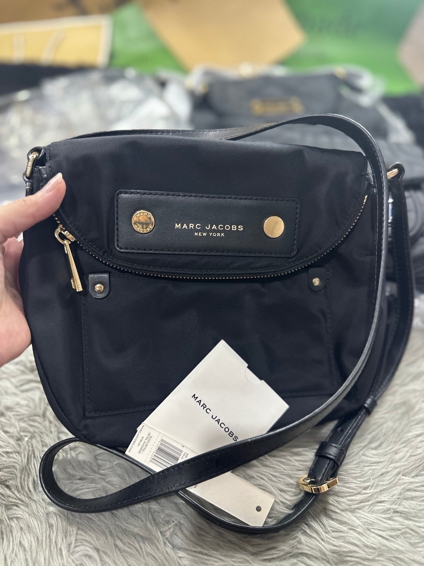 AUTHENTIC/ORIGINAL Preloved Marc Jacobs MJ Preppy Nylon Mini Natasha Crossbody Bag Black