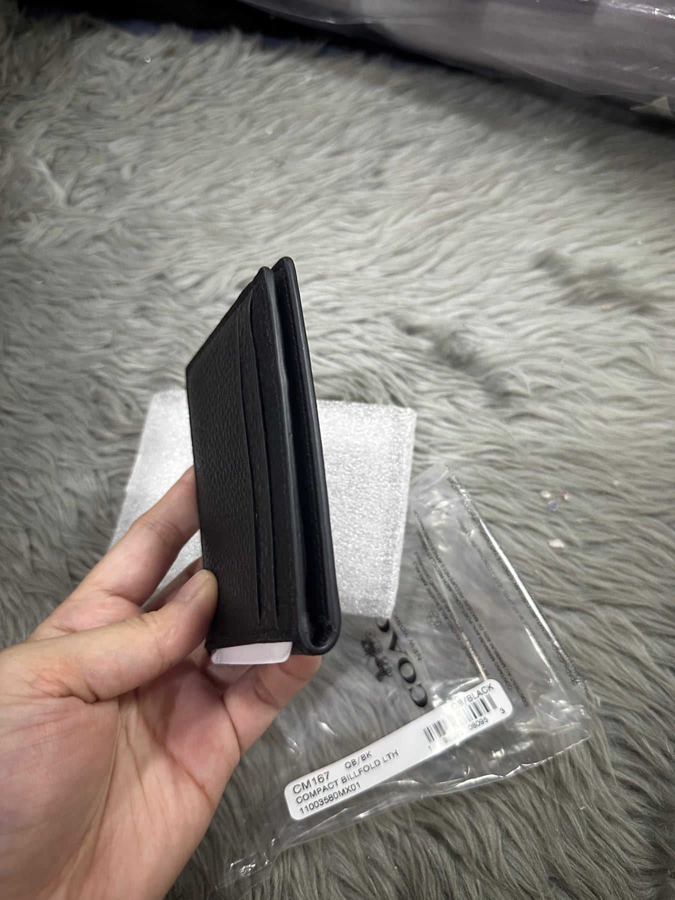 AUTHENTIC/ORIGINAL Coach Compact Small Slim Billfold Men's Wallet Black