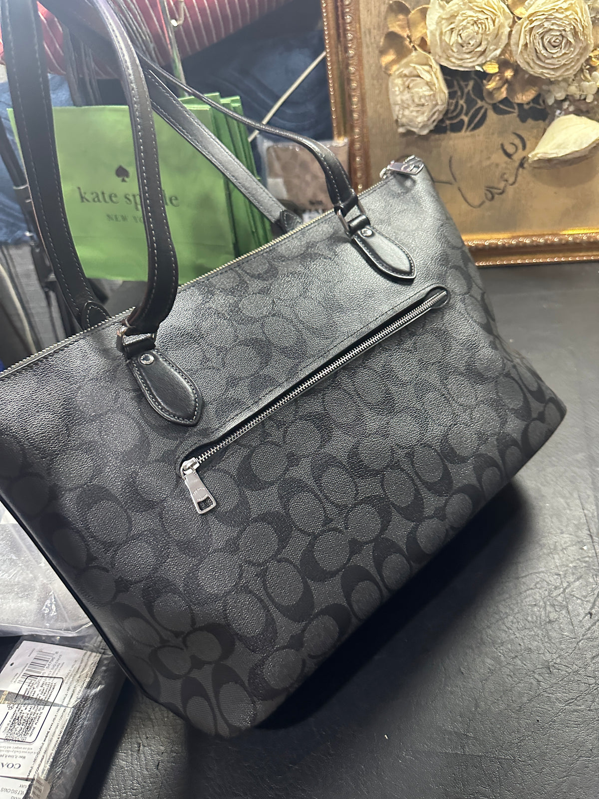 ORIG Preloved CCH Gallery Large Tote Bag In Signature Canvas Graphite/ Black