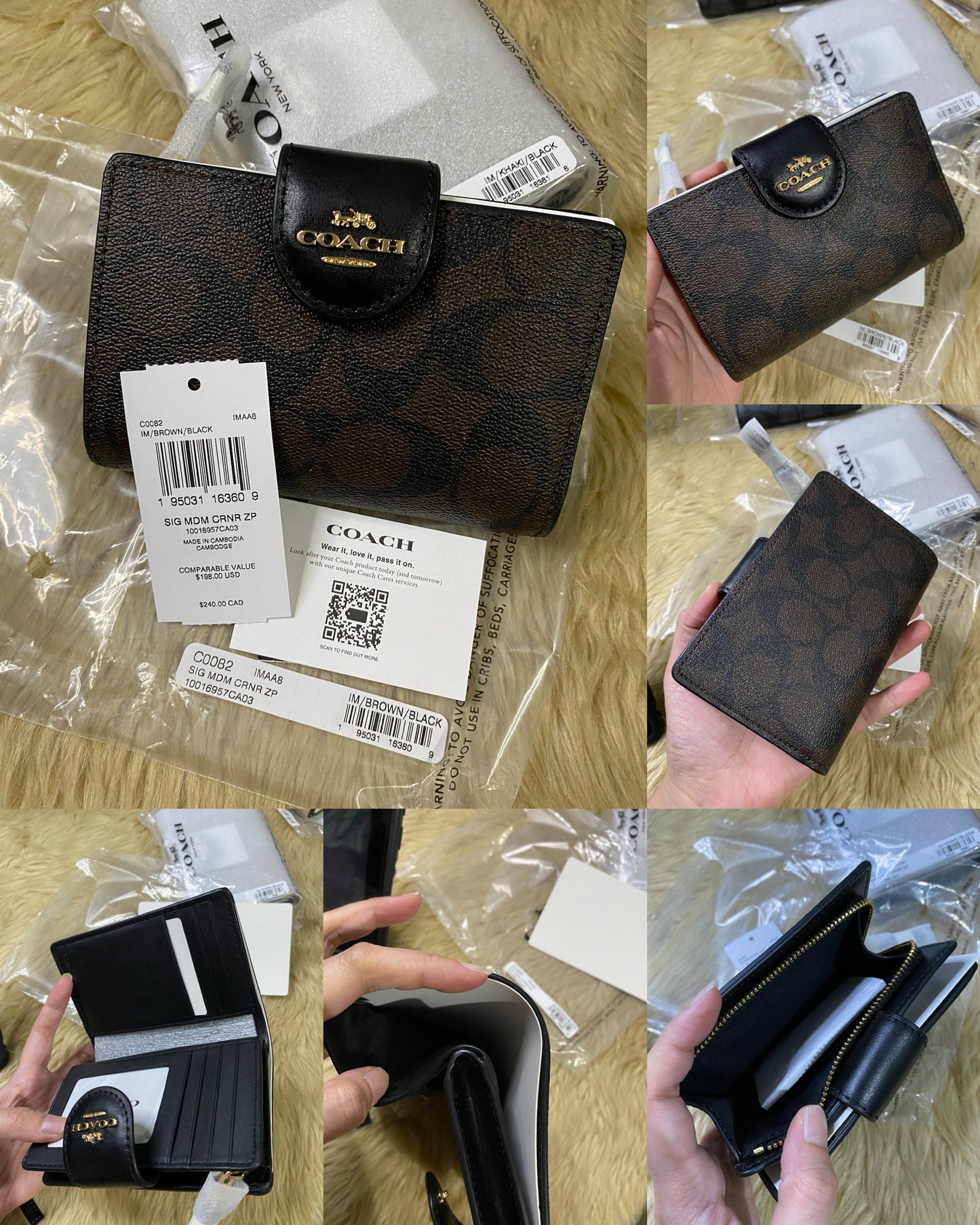 AUTHENTIC/ORIGINAL COACH MEDIUM CORNER ZIP BIFOLD WALLET