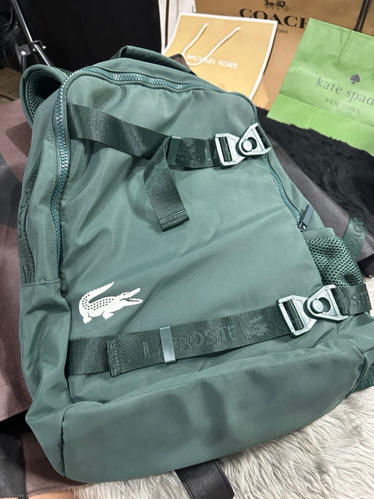 AUTHENTIC/ORIGINAL Preloved Lac0ste Emerald Green Nylon Backpack Bag