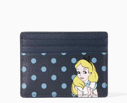 AUTHENTIC/ORIGINAL Disney X Kate Spade Alice Card Holder Small Wallet Blue